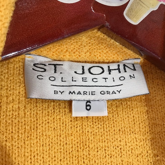 Vtg St. John Collection Marie Gray bright yellow woven zip up blazer type jacket - Picture 11 of 13